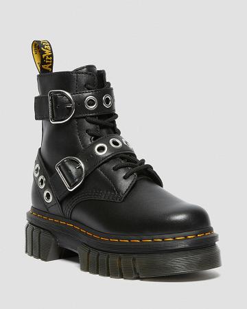 Dr Martens Audrick Hardware Leren Platform Laarzen Dames Zwart | NL 547SGL